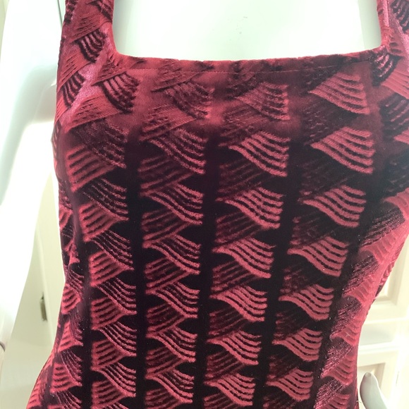 Alago s6 ruby red burnout velvet evening gown - Picture 3 of 5